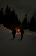 Night Torchlight Hike to a Hut